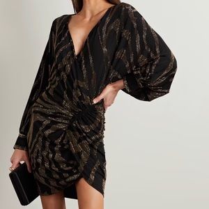 Camilla Ruched wrap-effect crystal-embellished stretch-jersey dress